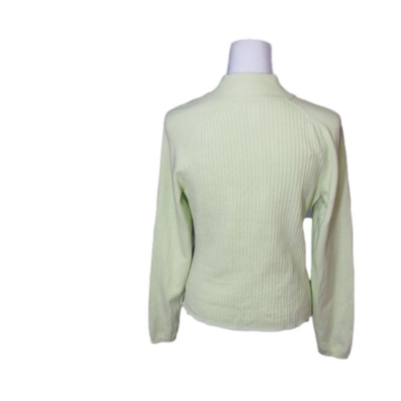 TALBOT'S Lime Green Zip Front Cardigan Size Medium - Picture 4 of 7